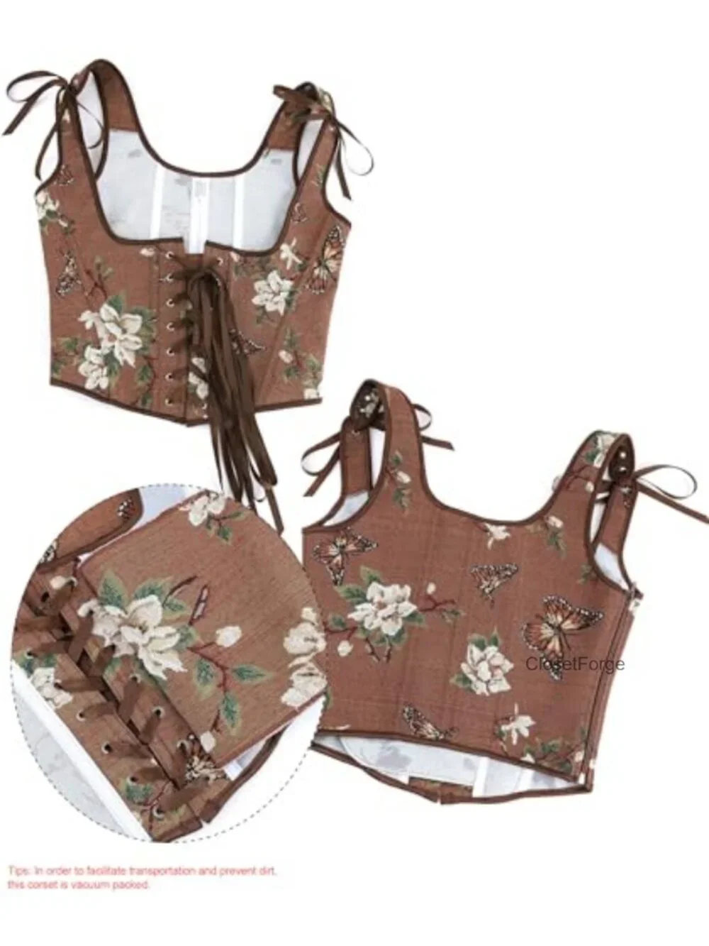 Renaissance Underbust Corset Top Women's Lace-Up Boned Bustier Medieval Costume